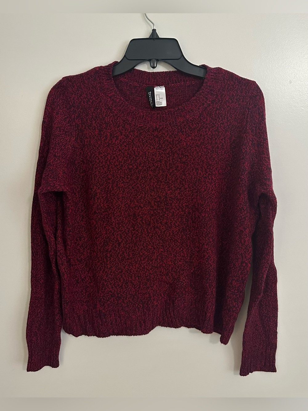 Divided Burgundy Crewneck Sweater